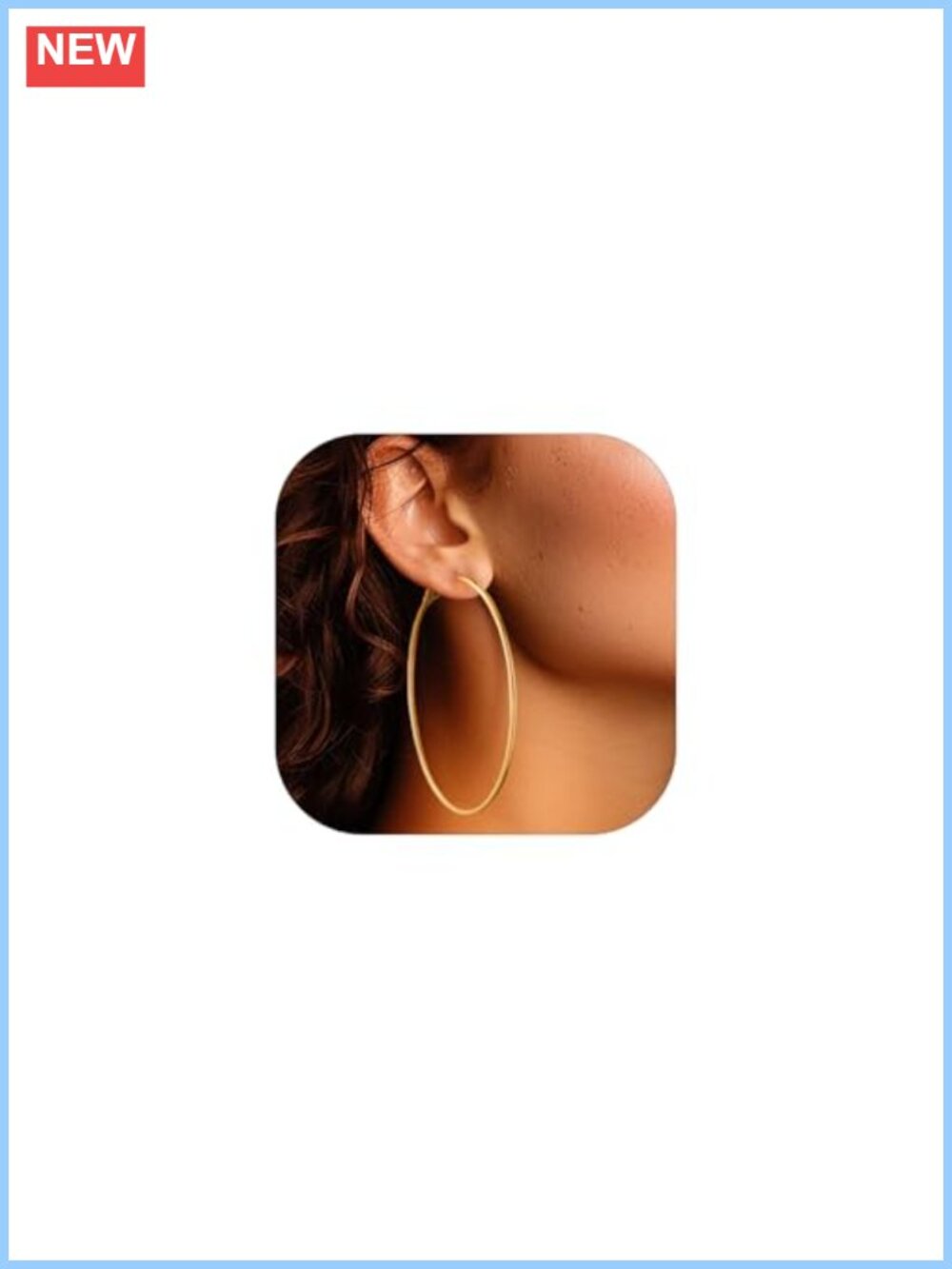 14K Gold Plated Large Hoop Earrings 2mm Thin Stainless Steel